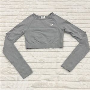 GYMSHARK Gray Long Sleeve Crop Top
